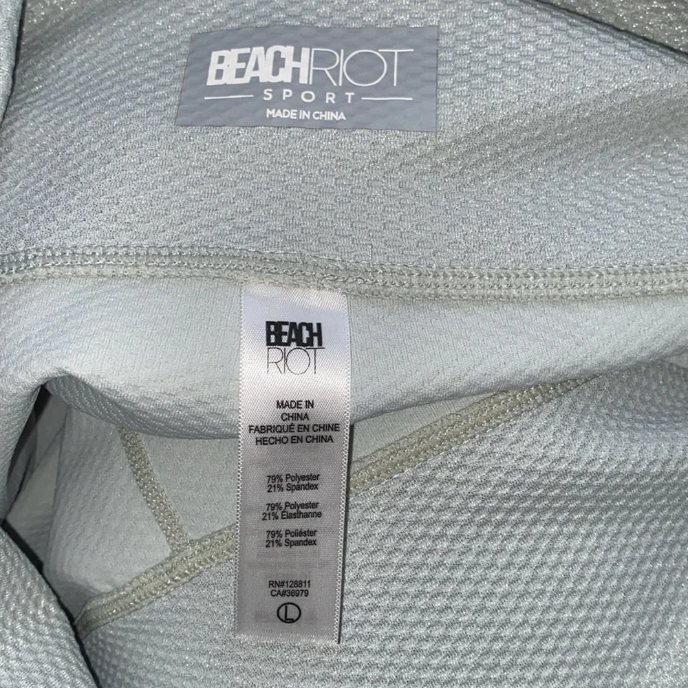 Beach Riot Sport Piper Legging Silver Shine Waffle Size Large